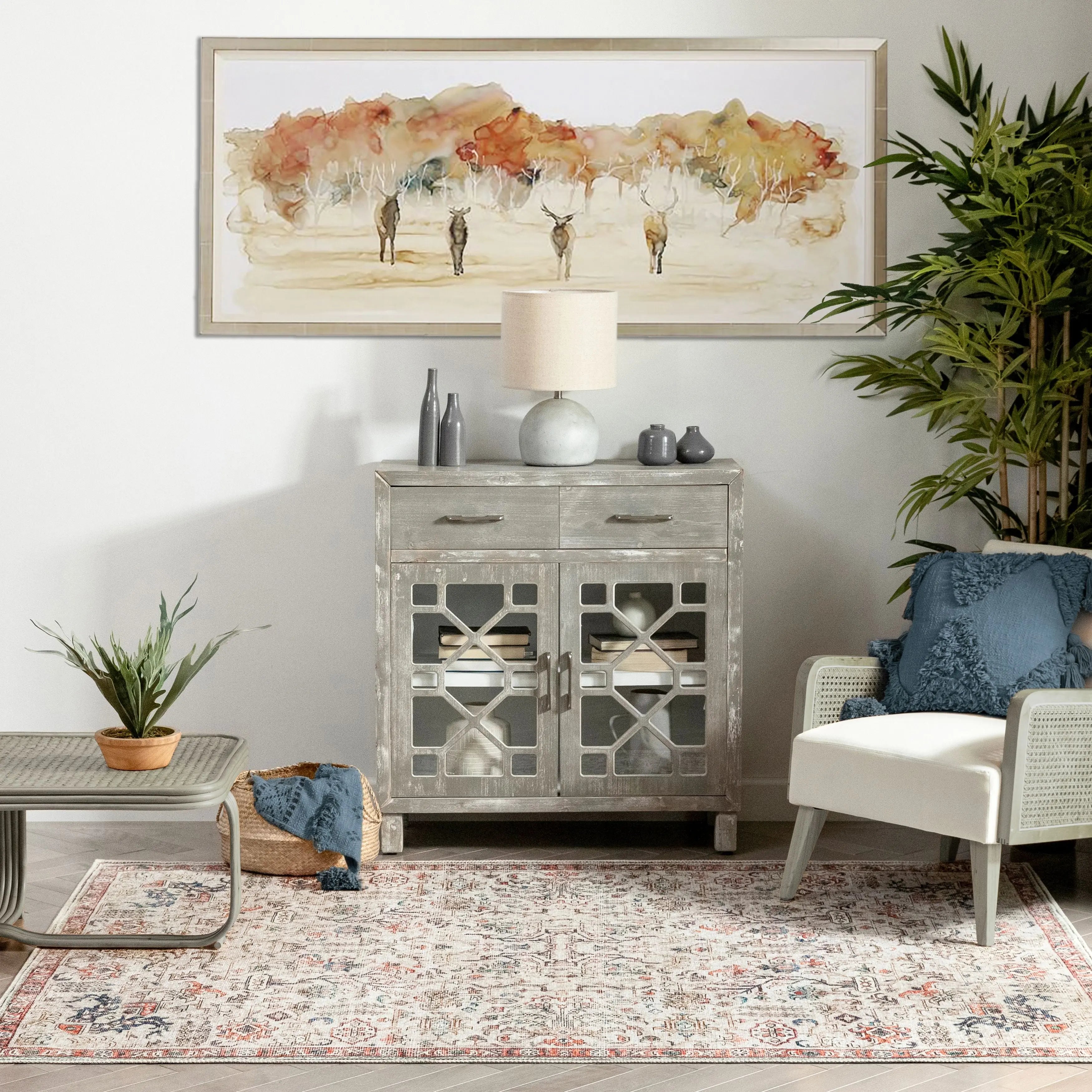 Pomona Machine Washable Vintage Medallion Botanical Border Ivory Flat-Weave Distressed Rug、mySite、gigharbornorthrealestate