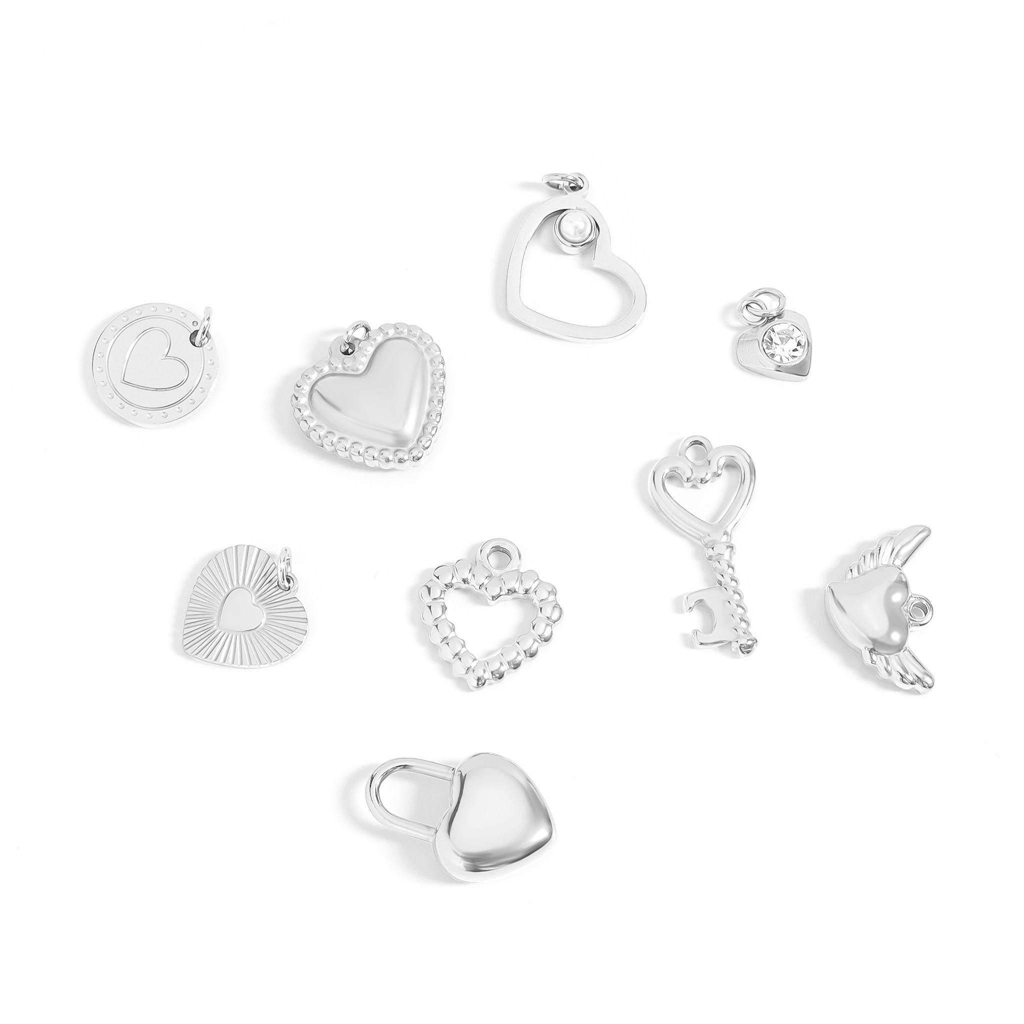 18K Gold PVD Stainless Steel Heart Charm Set / BND0066、mySite、dreamappss