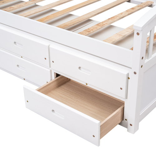 Orisfur. Twin Size Platform Storage Bed Solid Wood Bed with 6 Drawers、、casual