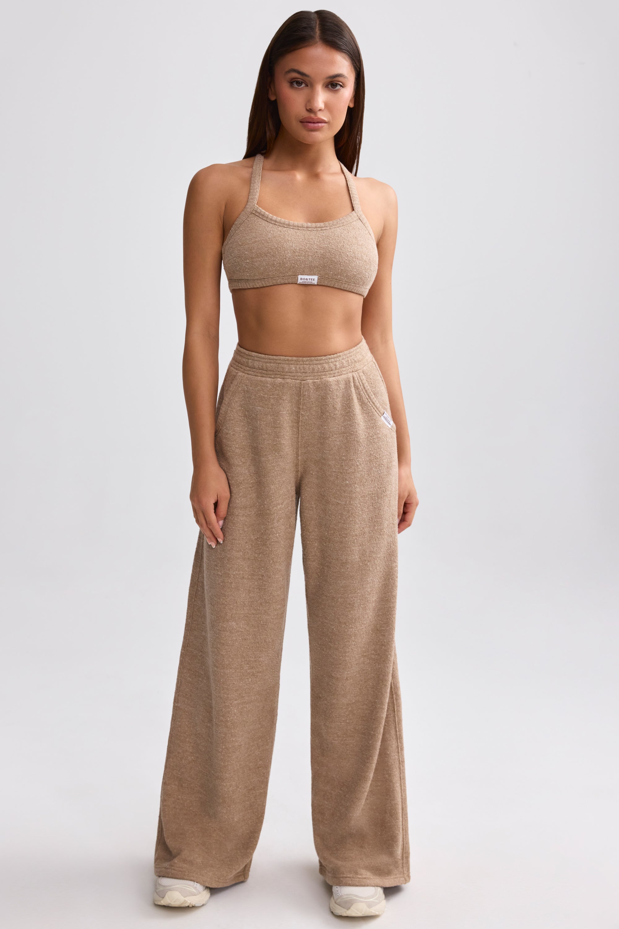 Tall Terry Towelling Wide-Leg Joggers in Mocha Brown、mySite、solidvoid