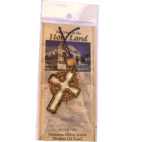 Celtic Olive wood Crucifix with Mother of Pearls (60cm / 23.5 inches, Cross is 5cm or 2 inches)、mySite、topwebapps