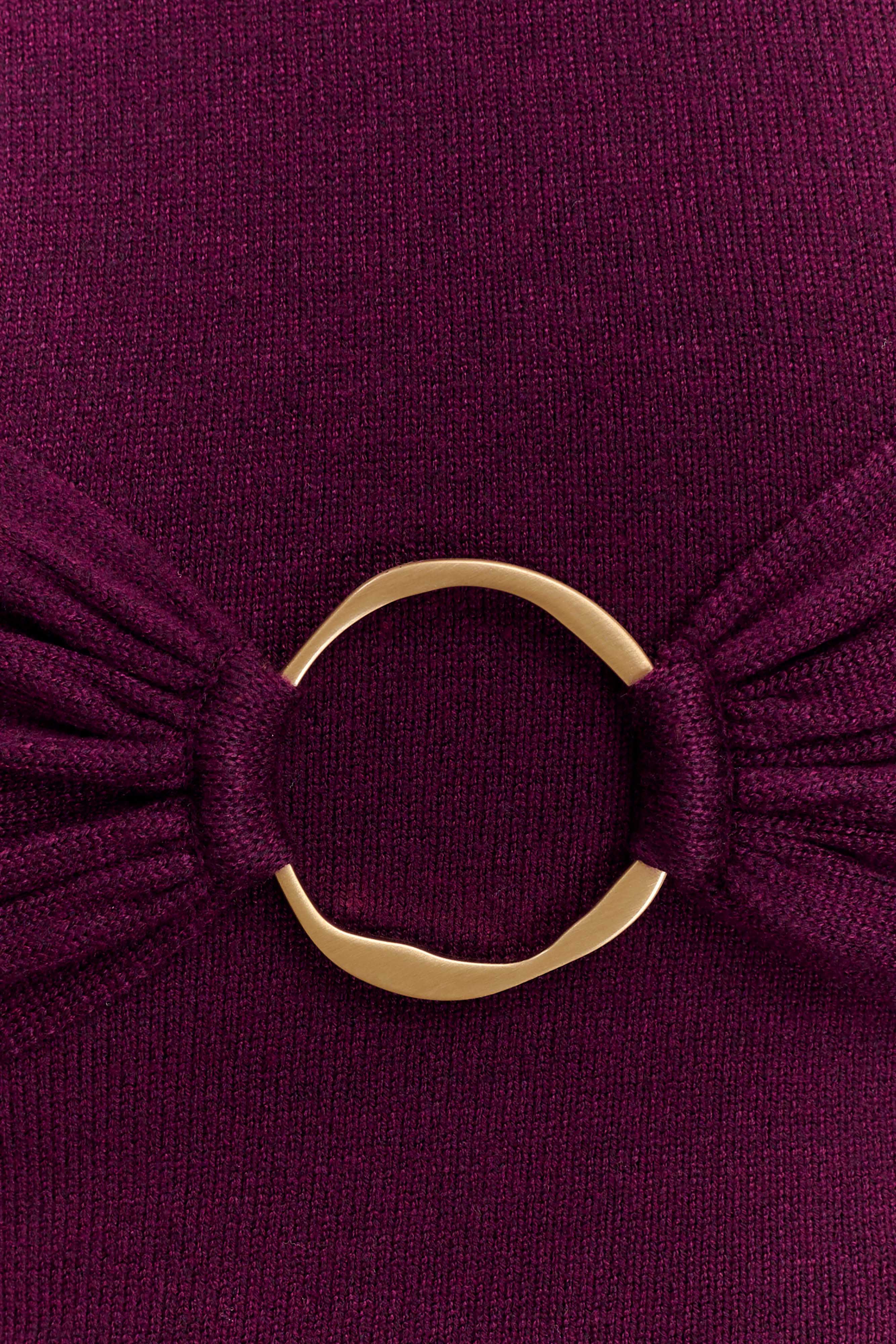 Azariah Long Sleeve Knit Midi Dress - Plum、mySite、solidvoid