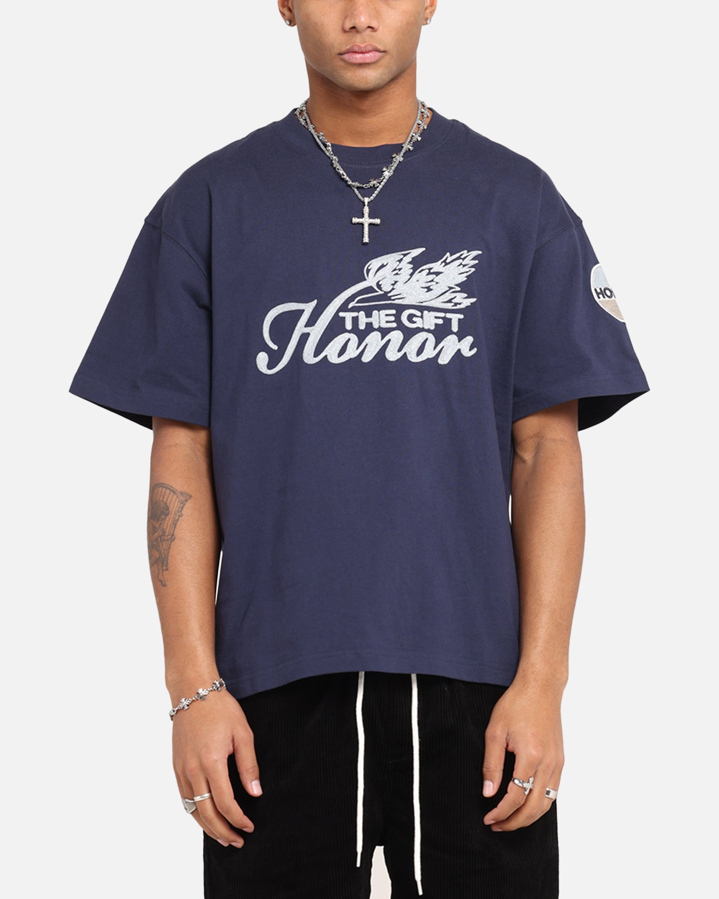 Honor The Gift Auto Club Boxy T-Shirt Navy、mySite、zt4zffjzw