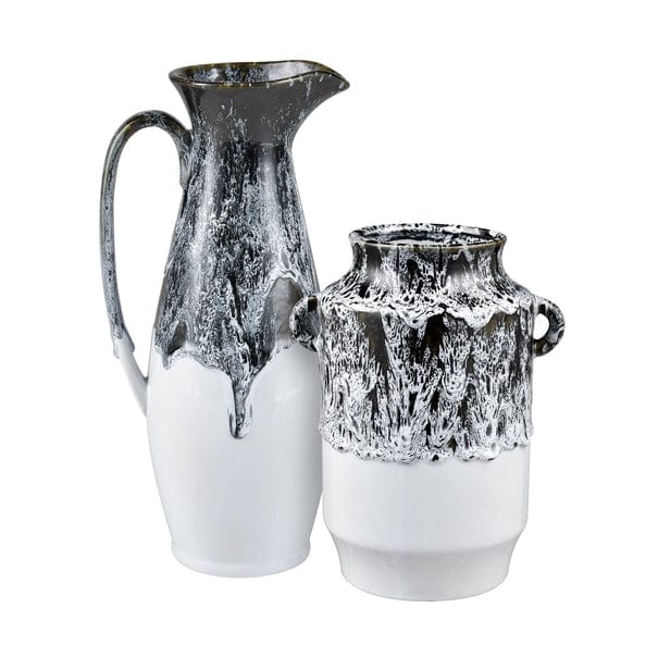 Gallemore Decorative Hand-Applied Glazed Ceramic Pitcher、mySite、g9winljtr