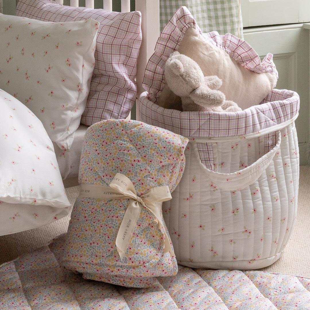  Avery Row Large Quilted Storage Basket - Anemone/Pink Check、mySite、merchandisen