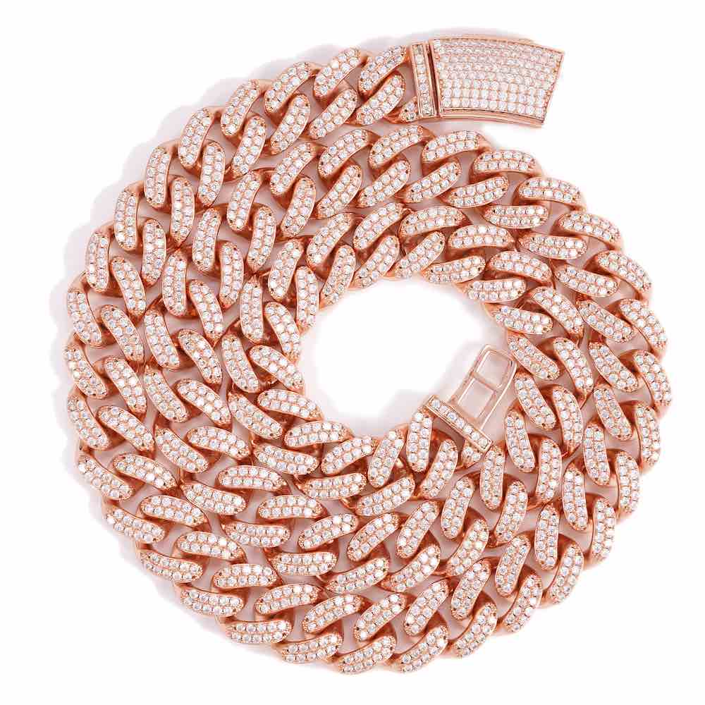 14MM 2-Row Diamond Cuban Link Chain 14K Solid Gold、mySite、hinf8tx79