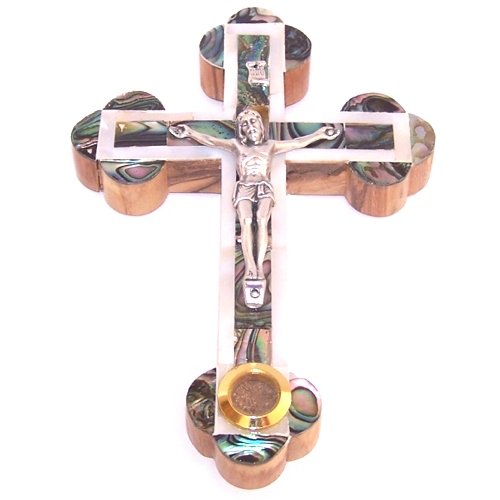  Small grade A Olive wood 14 Stations Crucifix with Mother of Pearls Layer on top ( 13.5 cm or 5.2 inches )、mySite、elrpsem3k