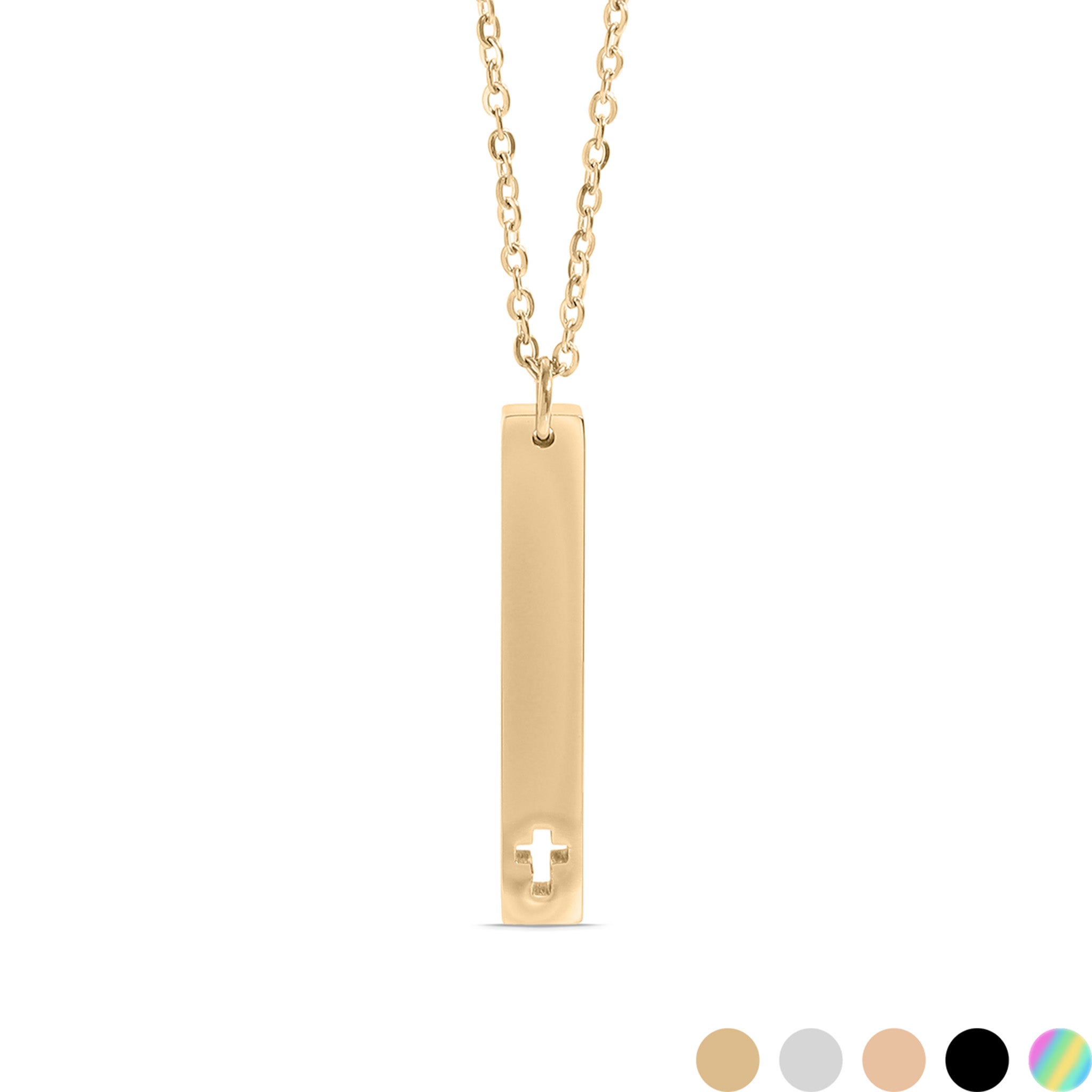 18K Gold PVD Stainless Steel Cross Cutout Vertical Bar Necklace / SBB0163、mySite、dreamappss