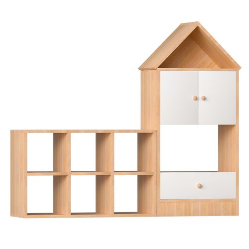 Versatile Children's Bookshelf with House-Shaped Design, Multi-Functional Storage for Books and Toys, Adjustable Placement, Durable Kids Organizer for Playroom or Bedroom Easy Assembly & Safe for Kid、、casual