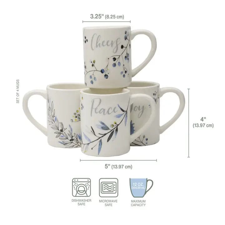 Noel Noir Mug Set, 4 Pieces Fitz & Floyd, Dishwasher and Microwave Safe Ceramic Earthenware Generic、mySite、g9winljtr