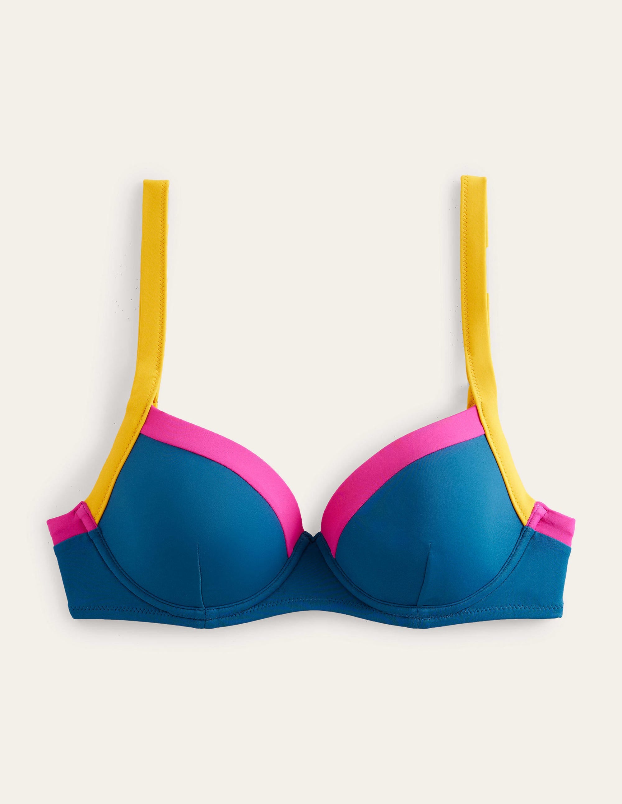 Panelled Cup-size Bikini Top-Blue, Yellow Colourblock、mySite、ashleygrahame