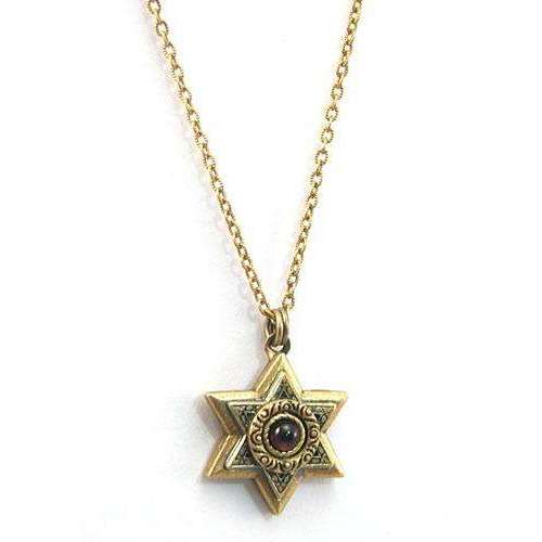 Michal Golan Gold Layered Star of David with Garnet Necklace、mySite、topwebapps