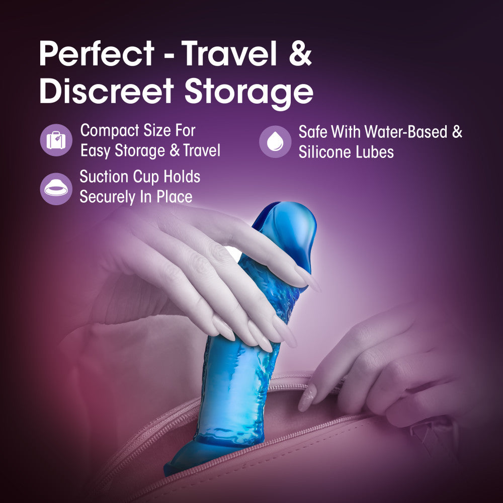 B Yours By Blush® | Sweet N' Small 6 Realistic Blue 4.5-Inch Long Dildo With Suction Cup Base、mySite、bottomscart