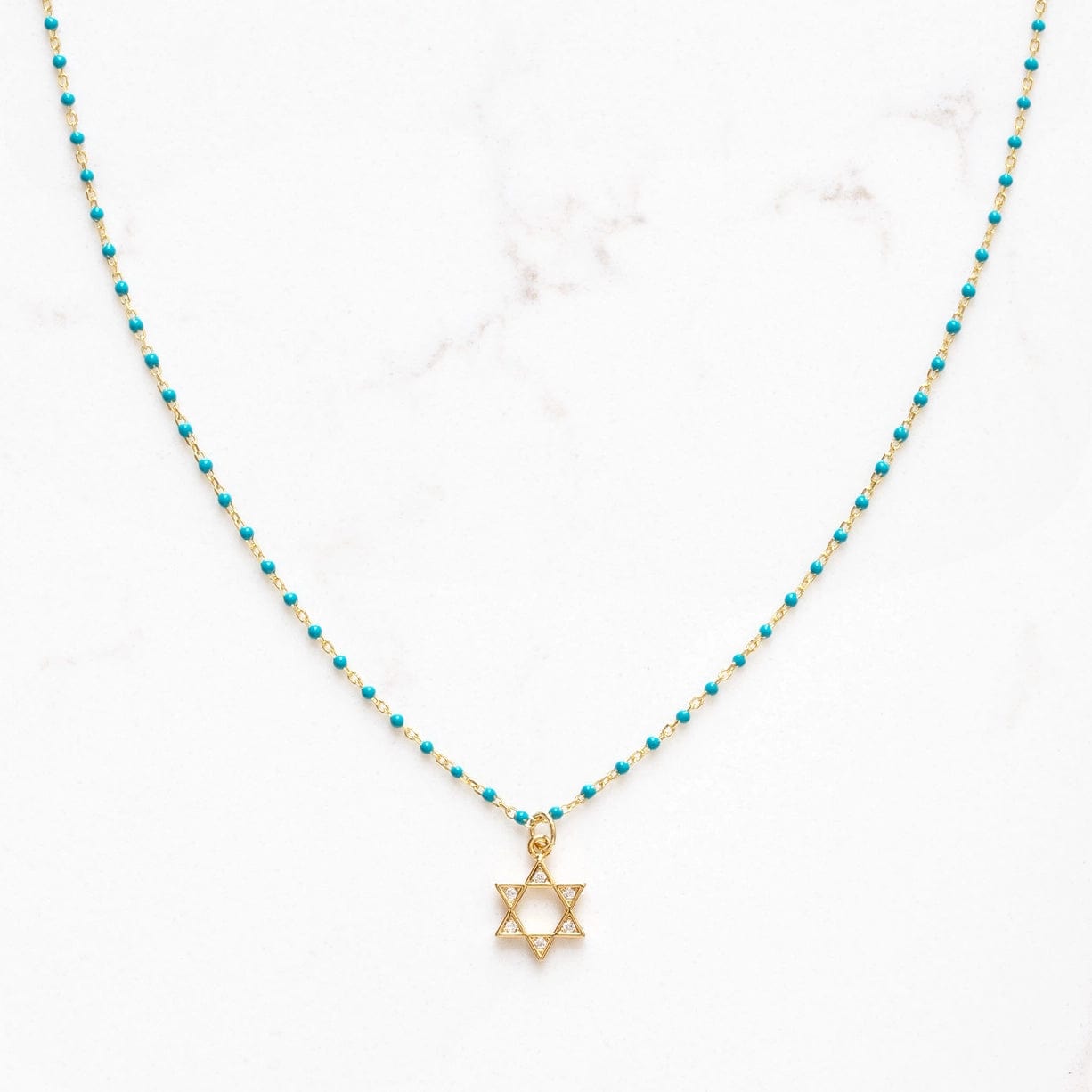 Star of David Turquoise Enamel Beaded Charm Necklace、mySite、topwebapps