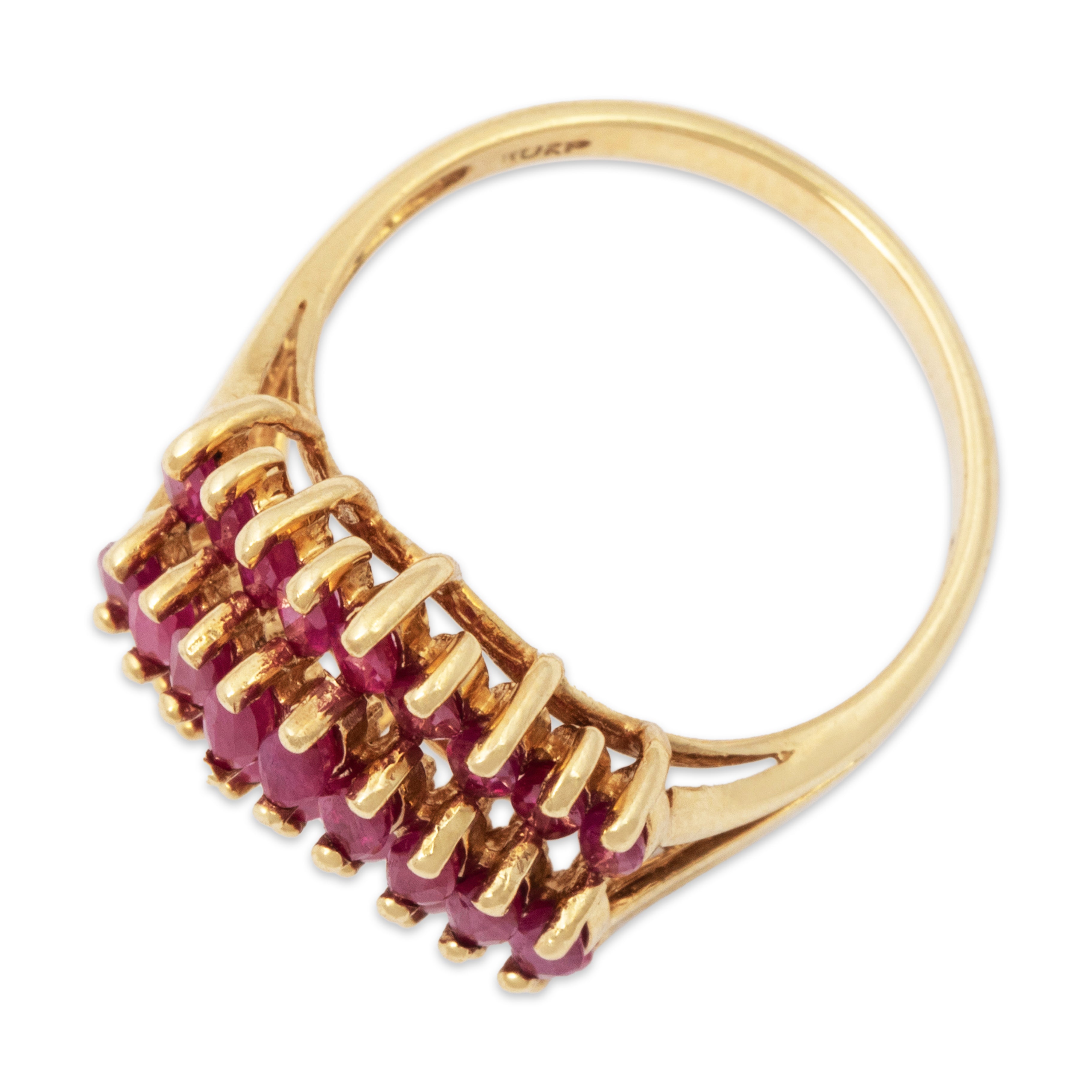 Vintage 10k Yellow Gold 3cttw Ruby Chic Chevron Cluster Ring 8.00、mySite、hinf8tx79