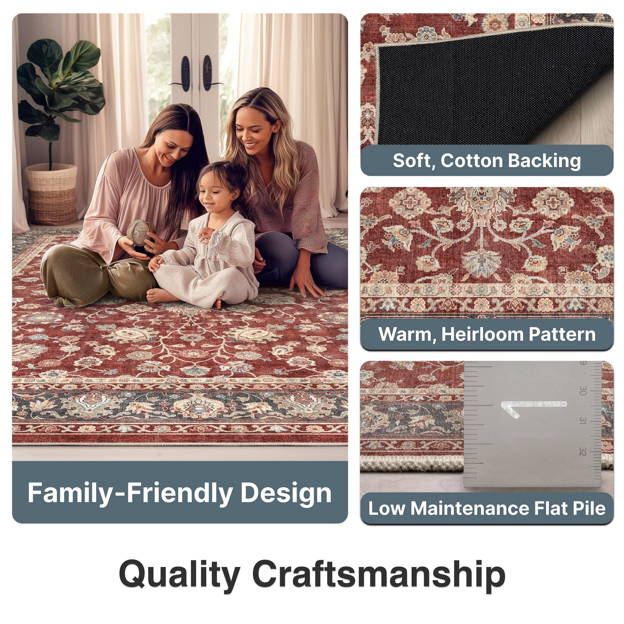 Rome Vintage Oriental Floral Flat-Weave Rug、mySite、gigharbornorthrealestate