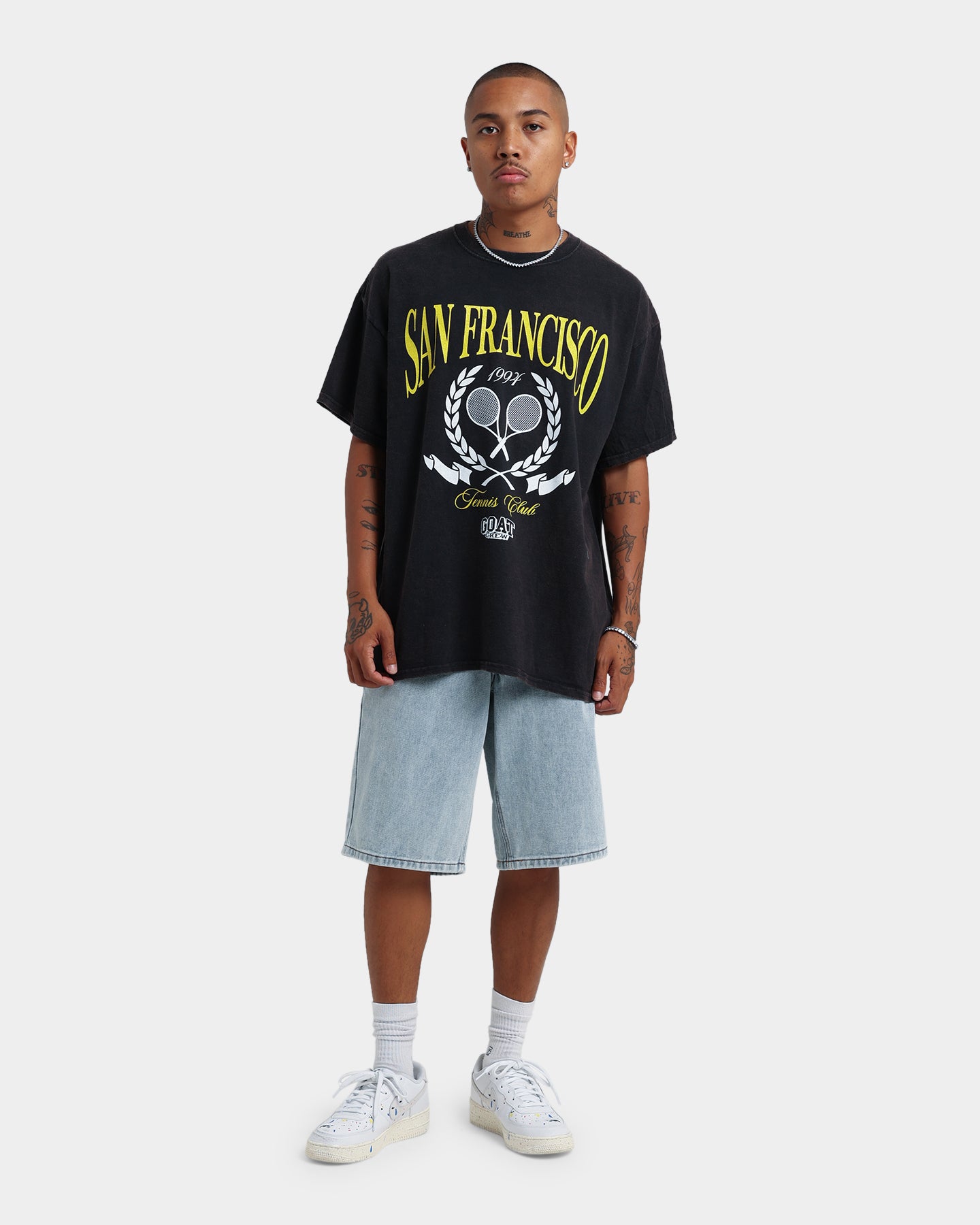 Goat Crew Tennis Club Vintage T-Shirt Black Wash、mySite、zt4zffjzw