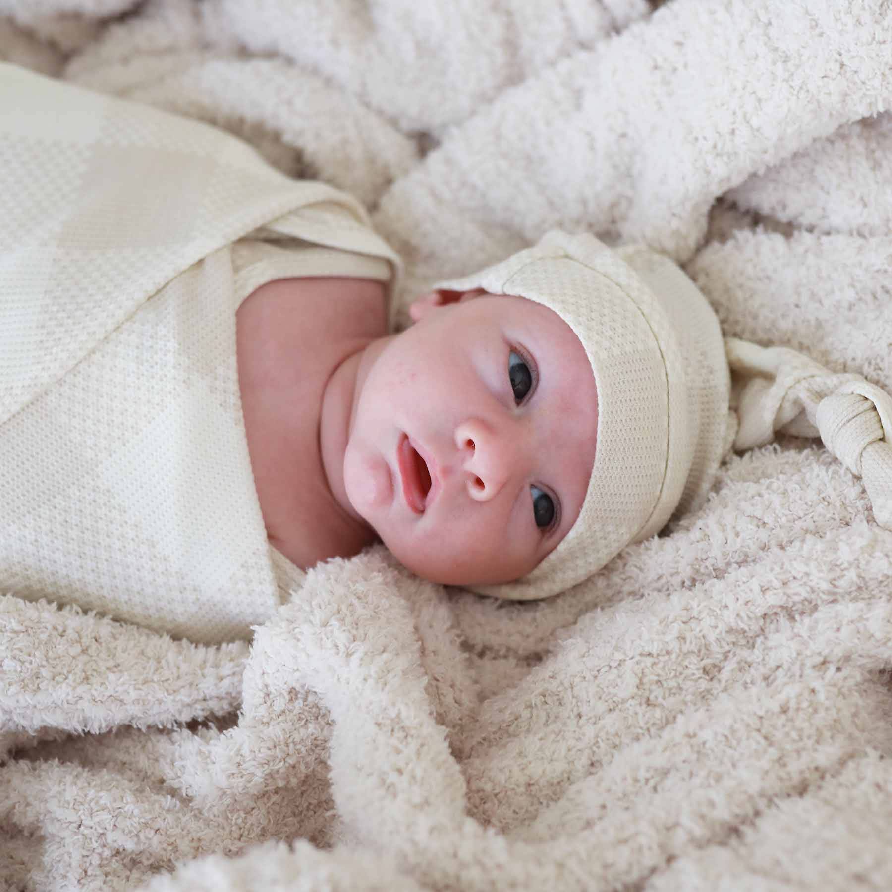  Big Check Bamboo Waffle Oversized Swaddle Blanket | Sand、mySite、layawaytickets