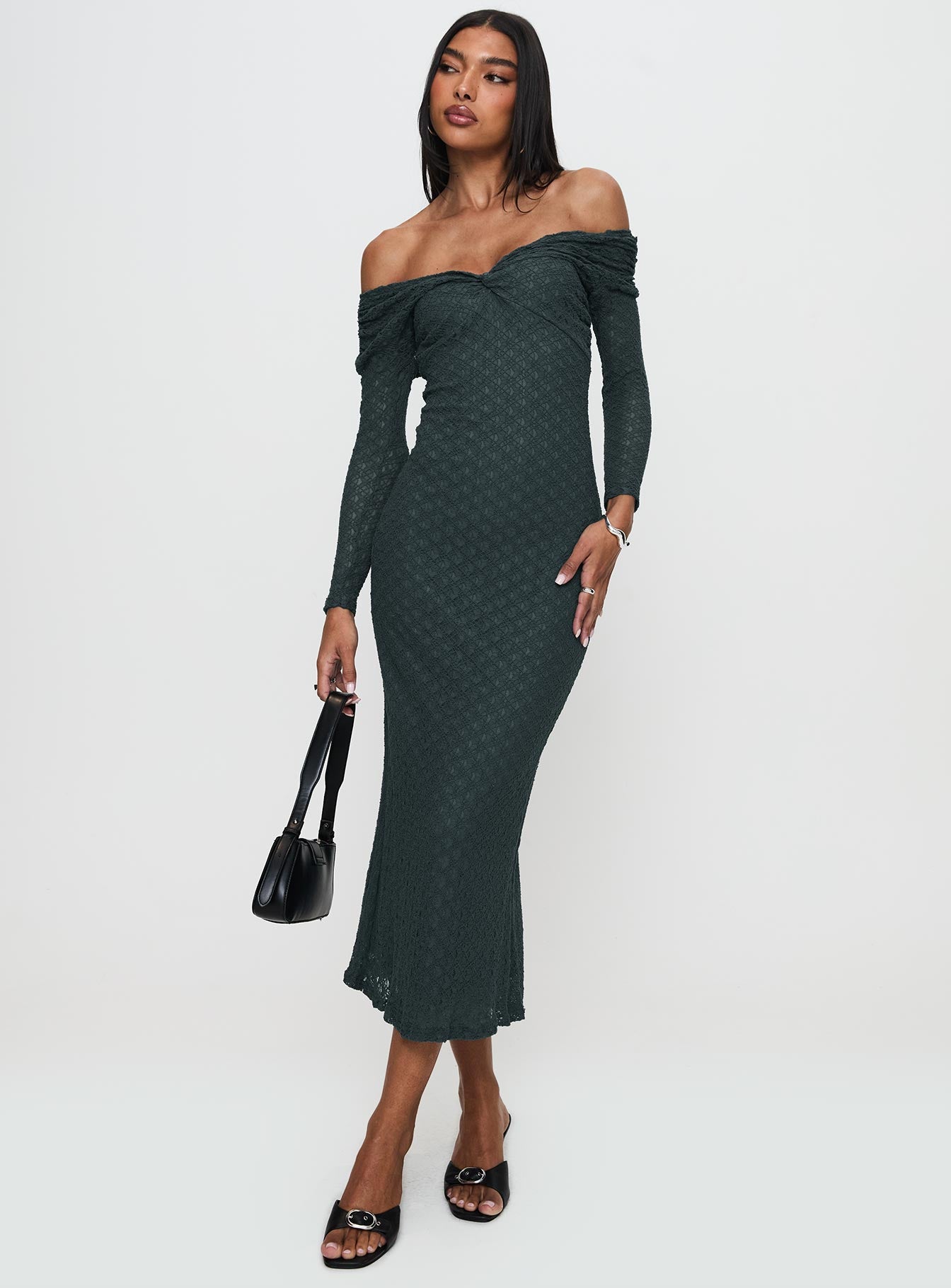 Elexis Off The Shoulder Maxi Dress Blue、mySite、solidvoid