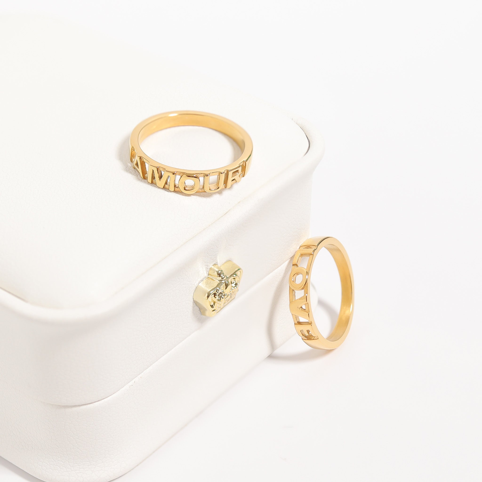 18K Gold PVD Stainless Steel Love Stacking Ring / KSS0010、mySite、dreamappss