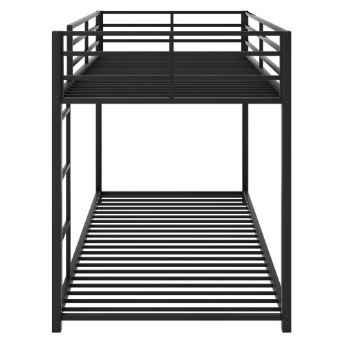 Full over Full Metal Bunk Bed, Low Bunk Bed with Ladder, Black(Old SKU:MF197034AAB)、、casual