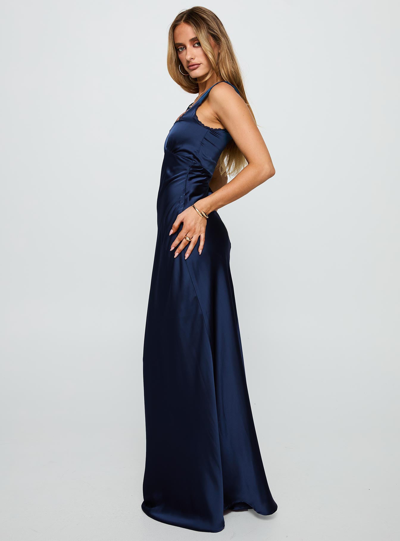 Dasha Satin Maxi Dress Navy、mySite、solidvoid