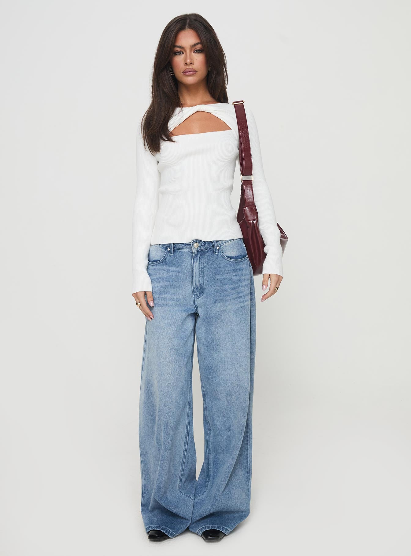 Malgit Long Sleeve Top White、mySite、solidvoid