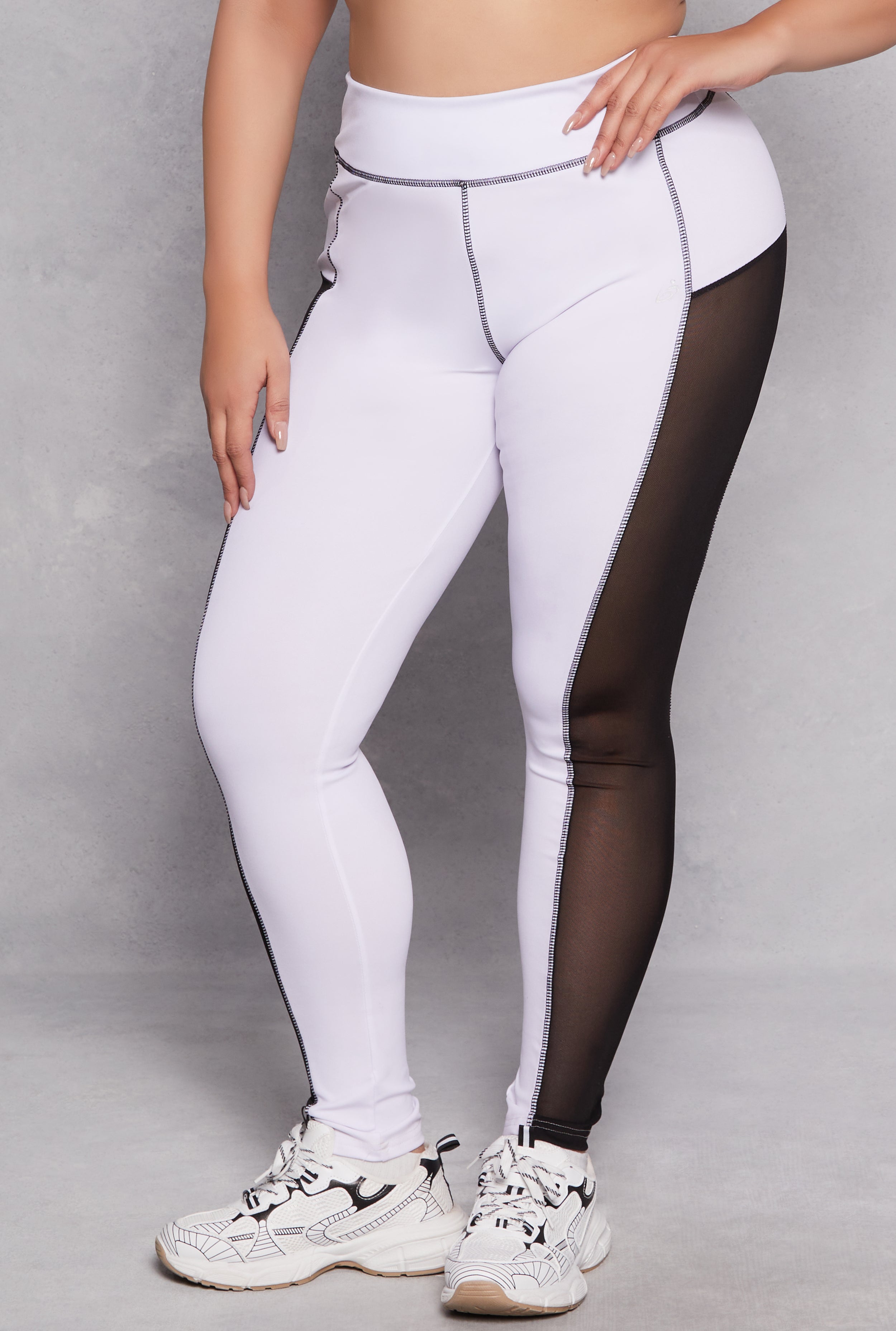 Plus Size Mesh Insert Active Leggings、mySite、camillekostekn