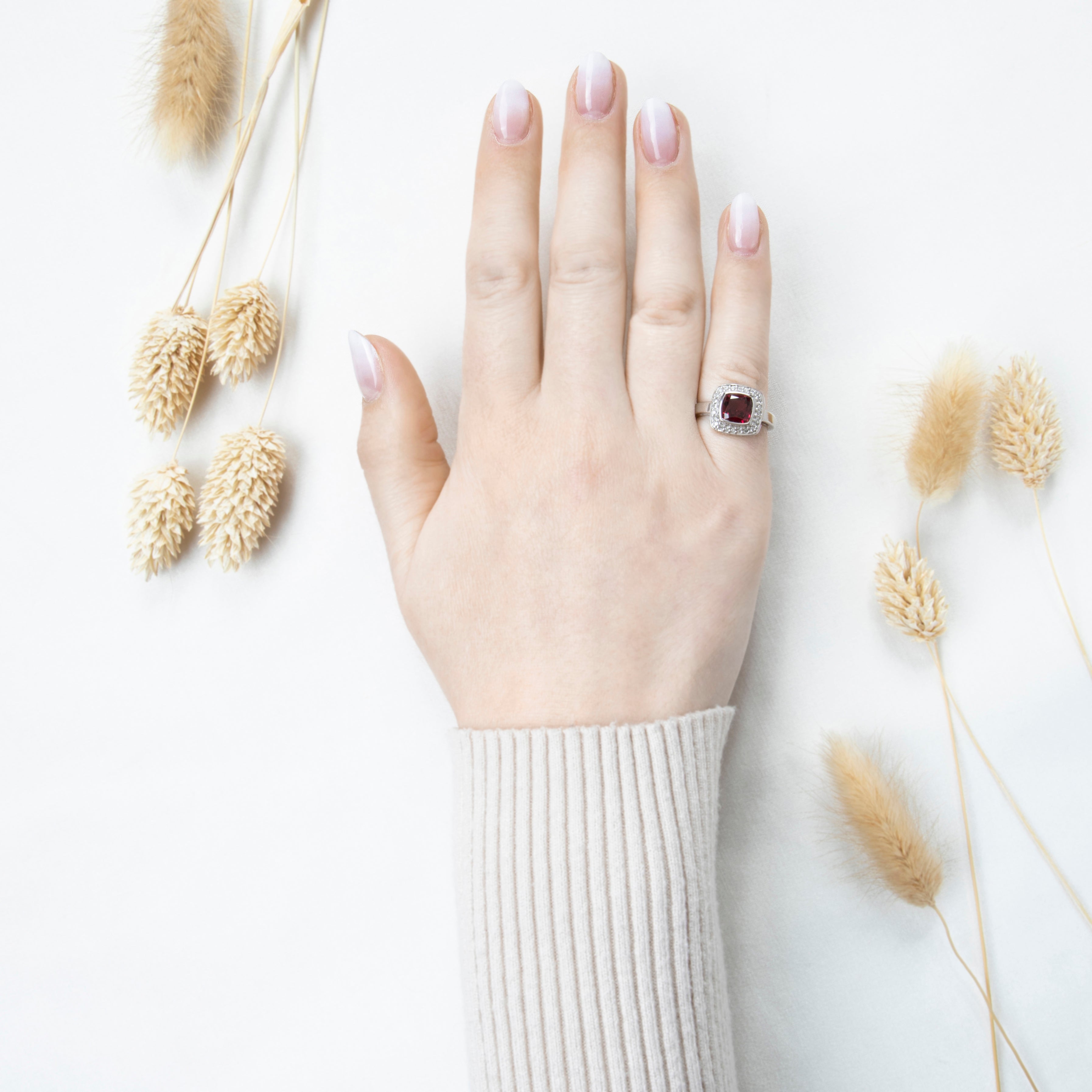 Vintage 14k White Gold 1.6ct Rhodolite Garnet Diamond Square Halo Ring 5.25、mySite、hinf8tx79