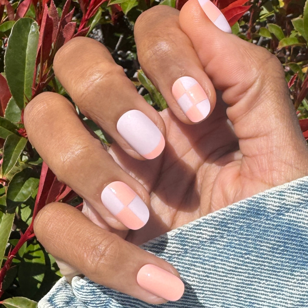 Sherbet Checker Party | Short | Round - Tab Press-On、mySite、solidvoid