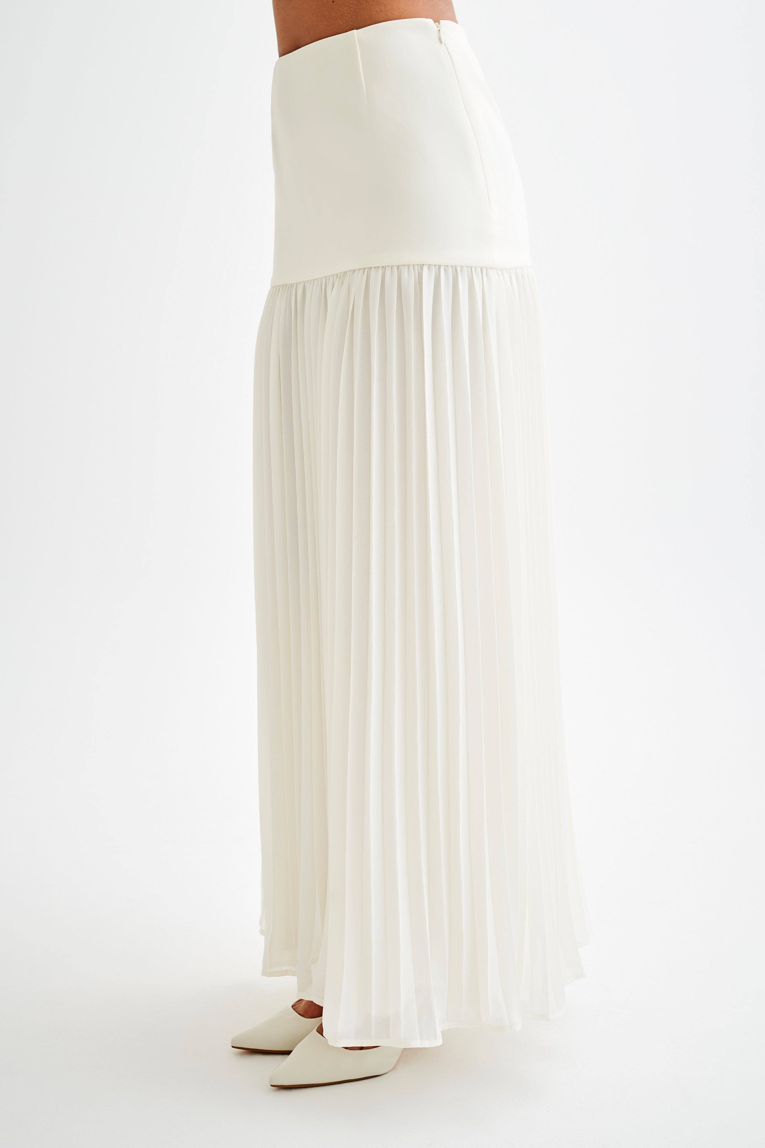 Jillian Pleated Maxi Skirt - Ivory、mySite、solidvoid