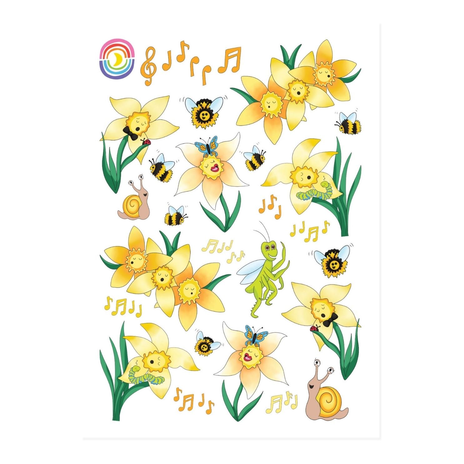  Singing Daffodils A6 Sticker Sheet、mySite、ghnorth