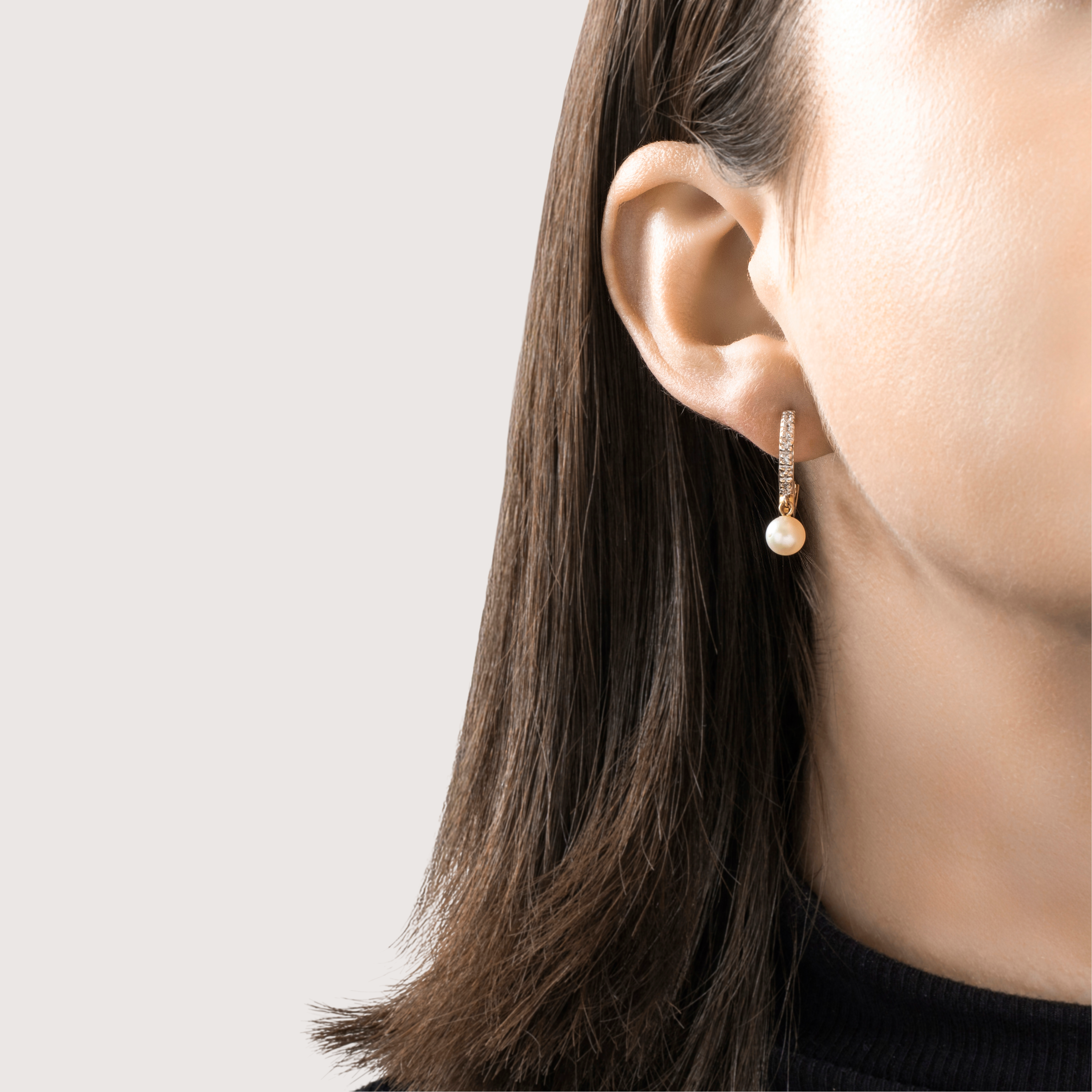 Vintage 14k Yellow Gold Diamond Pearl Lustrous Dangle Huggie Earrings、mySite、hinf8tx79