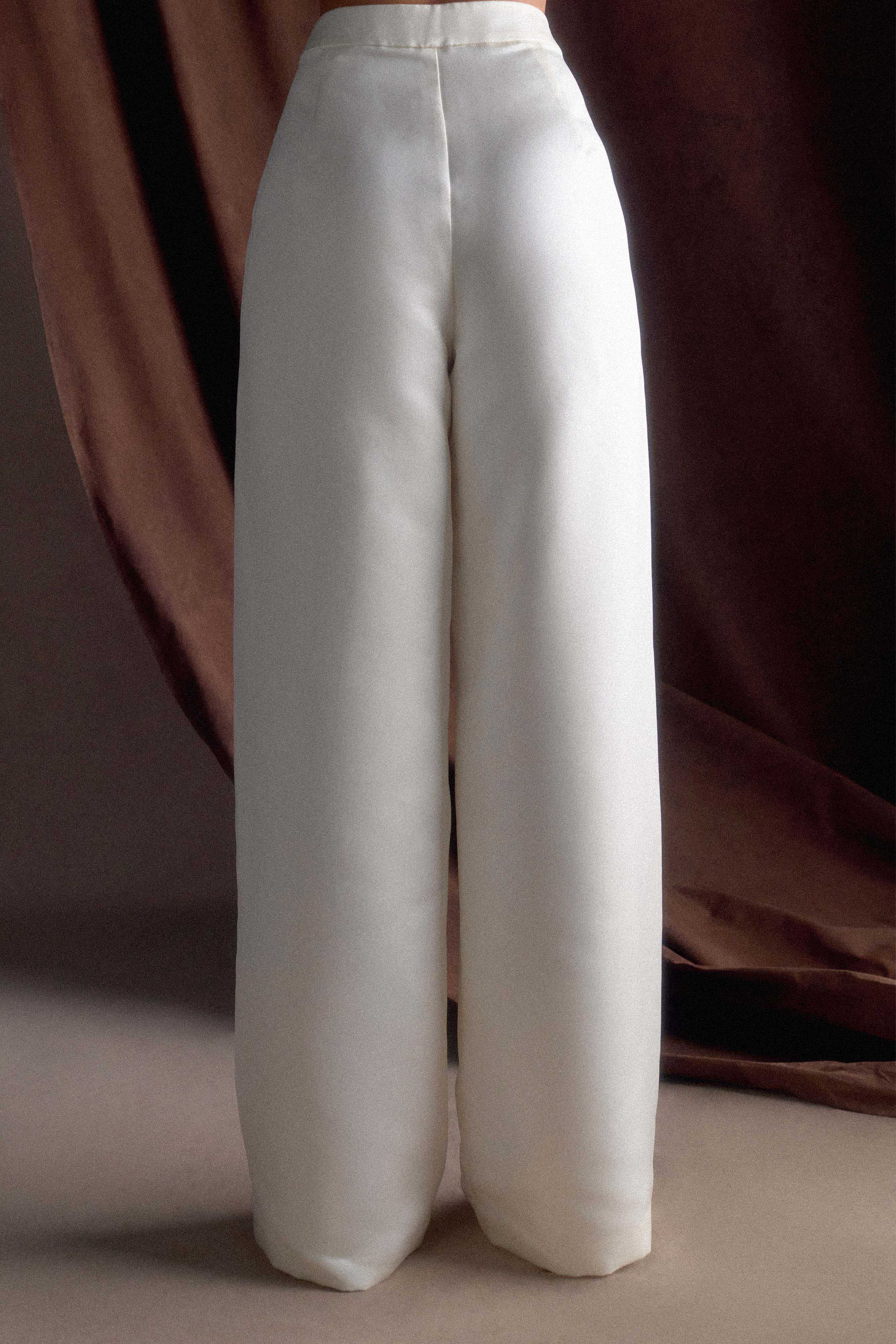 Ada Satin Straight Leg Pant - Ivory、mySite、solidvoid