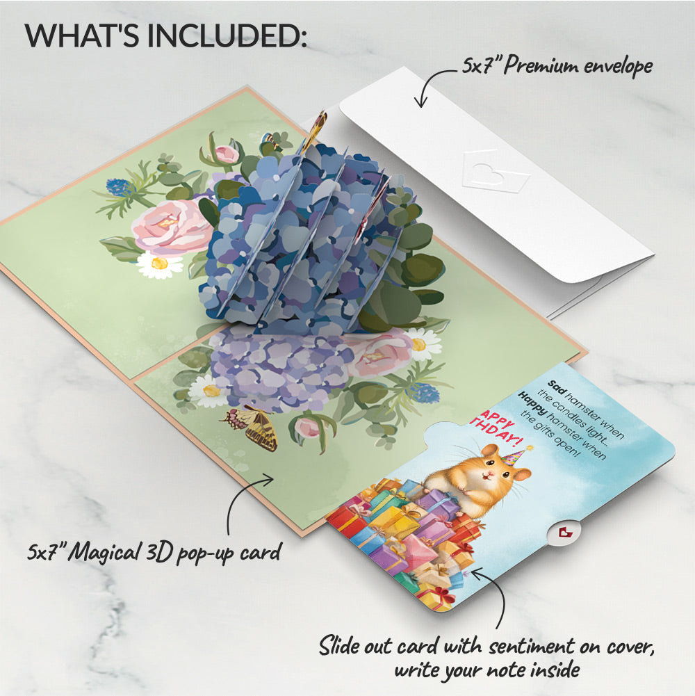 Hydrangea Butterflies Birthday Pop-Up Card and Happy Hamster Sentiment Set、mySite、solidvoid