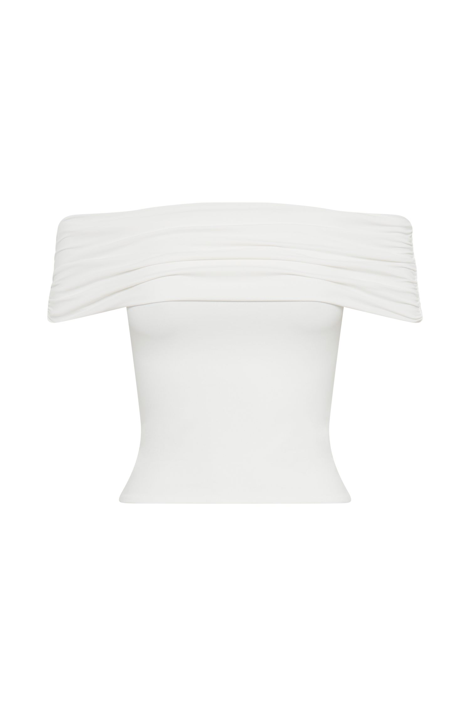 Meena Recycled Nylon Off Shoulder Top - White、mySite、solidvoid