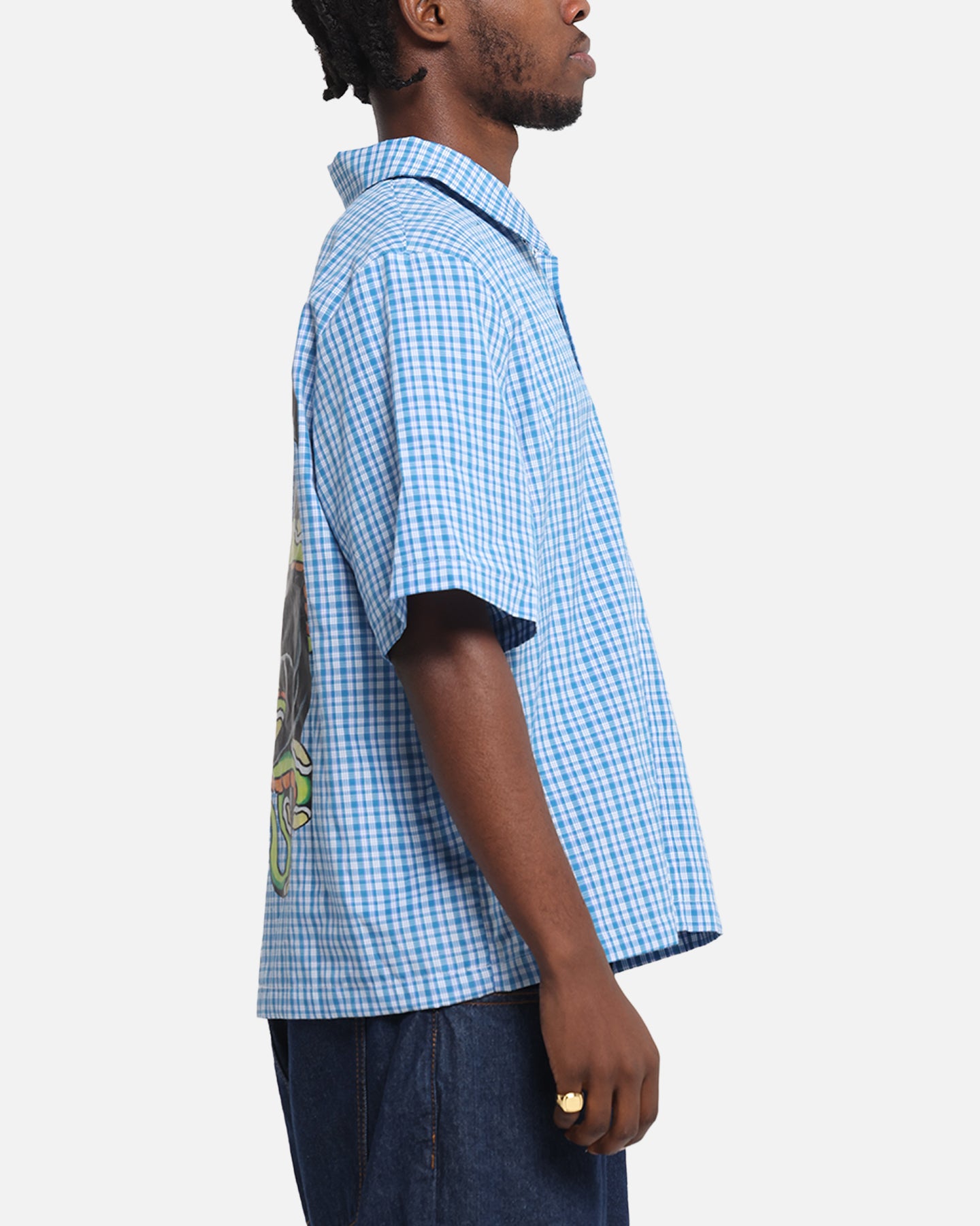 Ed Hardy Panther Button-Up Shirt Blue、mySite、zt4zffjzw