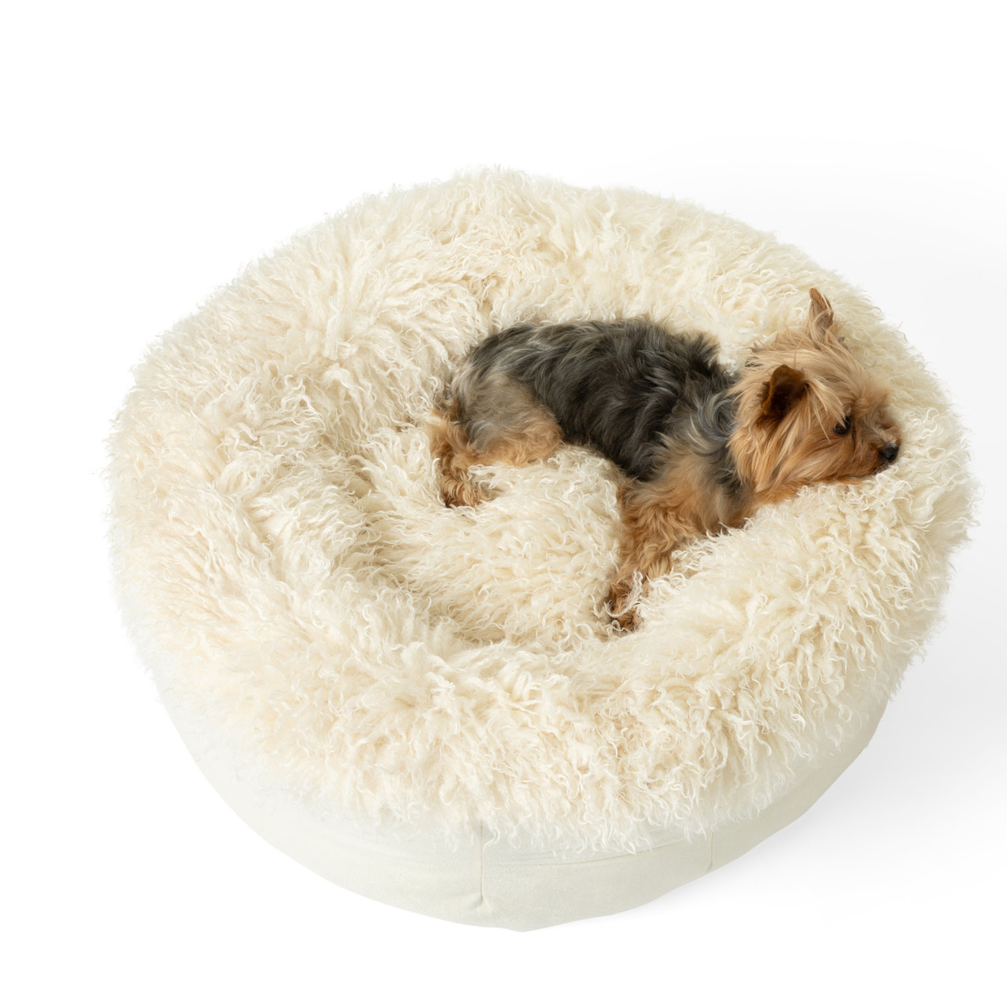 PupPouf™ Luxe Faux Fur Donut Dog Bed - Plush Sheep Ivory、mySite、solidvoid