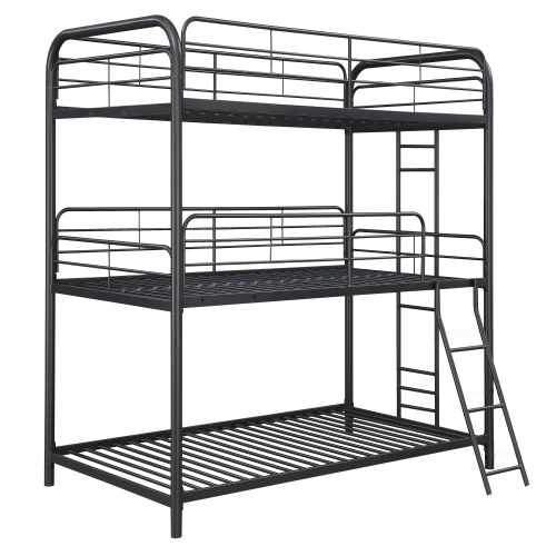 Furniture Triple Bunk Bed, FULL/FULL/FULL, black、、casual