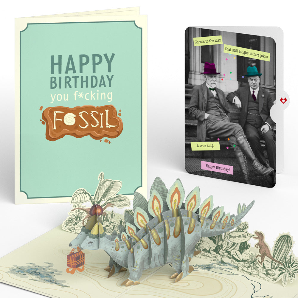 Happy Birthday You F*cking Fossil Pop-Up Card and Sentiment Set for Any Man、mySite、solidvoid