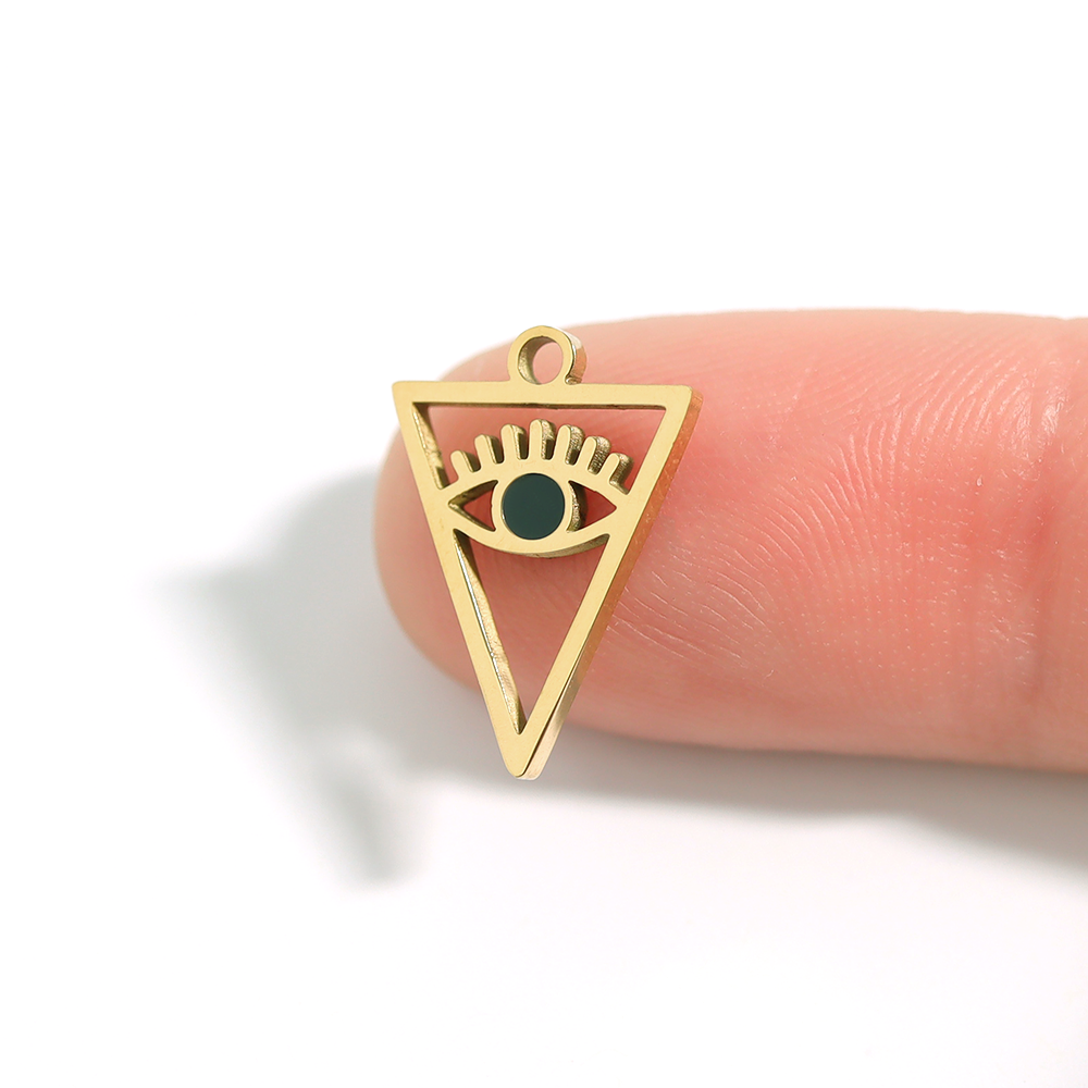 18K Gold PVD Stainless Steel Triangle Evil Eye Charm / PDL0027、mySite、dreamappss