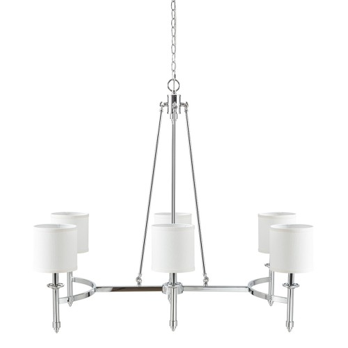 6-light Chandelier with Fabric Drum Shades Chrome See below、、eastwooduniform
