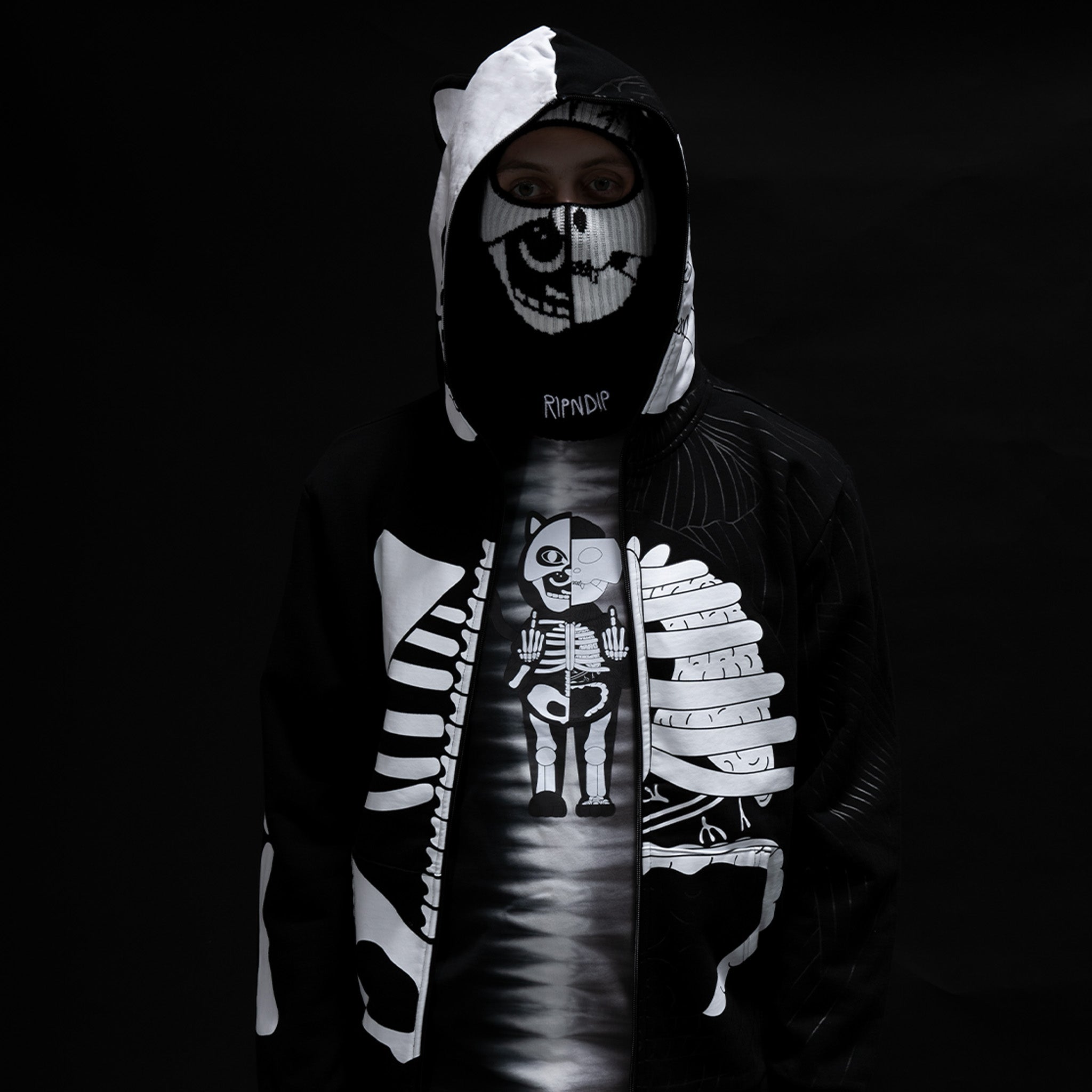  Skelly Anatomy Full Zip Hoodie (Black/White)、mySite、merchandisen