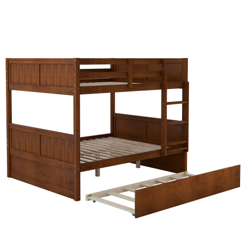 Full Over Full Bunk Bed with Twin Size Trundle, White ( old sku: LP000250AAK )、、casual