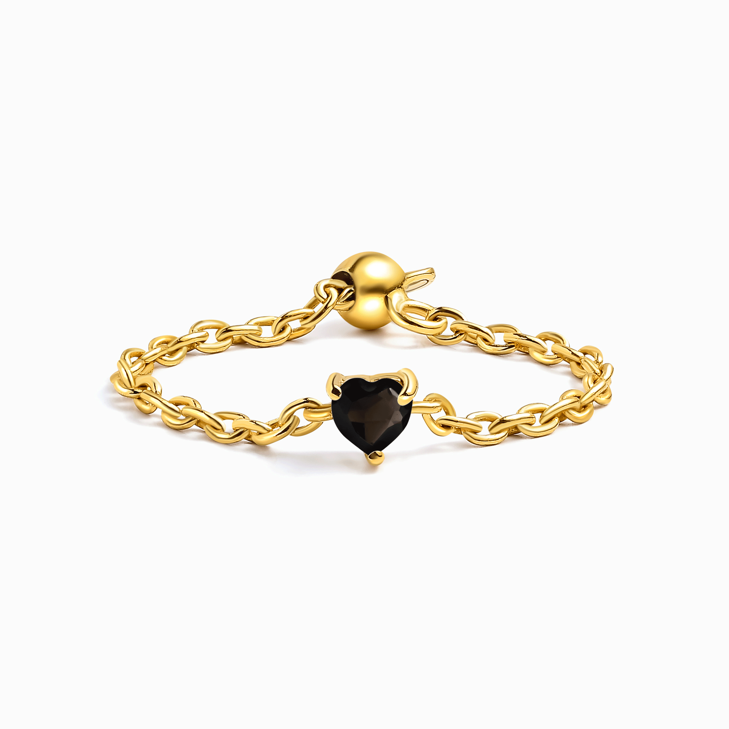 Black Obsidian Adjustable Chain Ring - Love、mySite、hinf8tx79