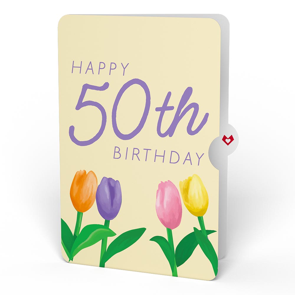 Tulips 50th Birthday Pop-Up Card and Sentiment Set、mySite、solidvoid