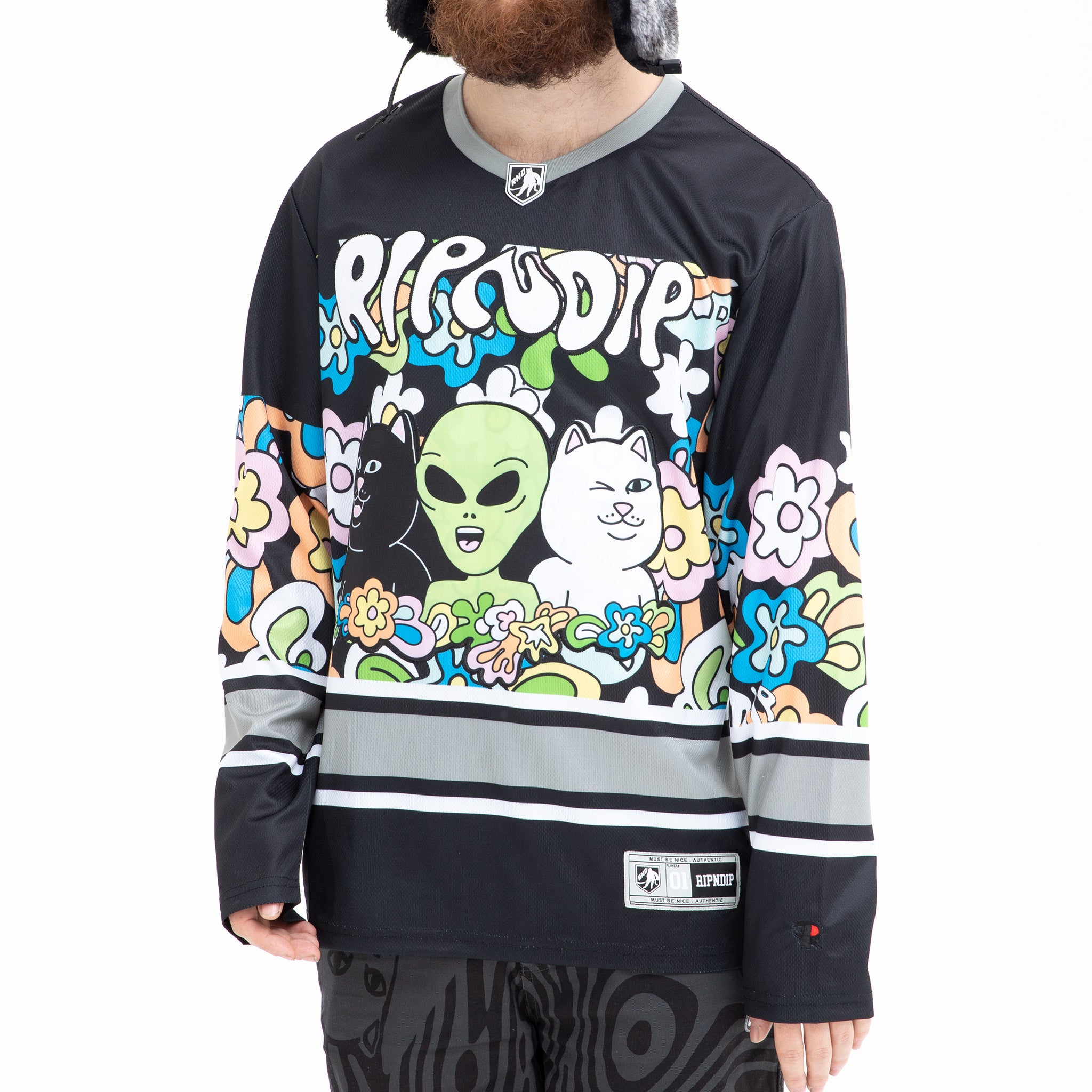  Flower Child Hockey Jersey (Black)、mySite、merchandisen