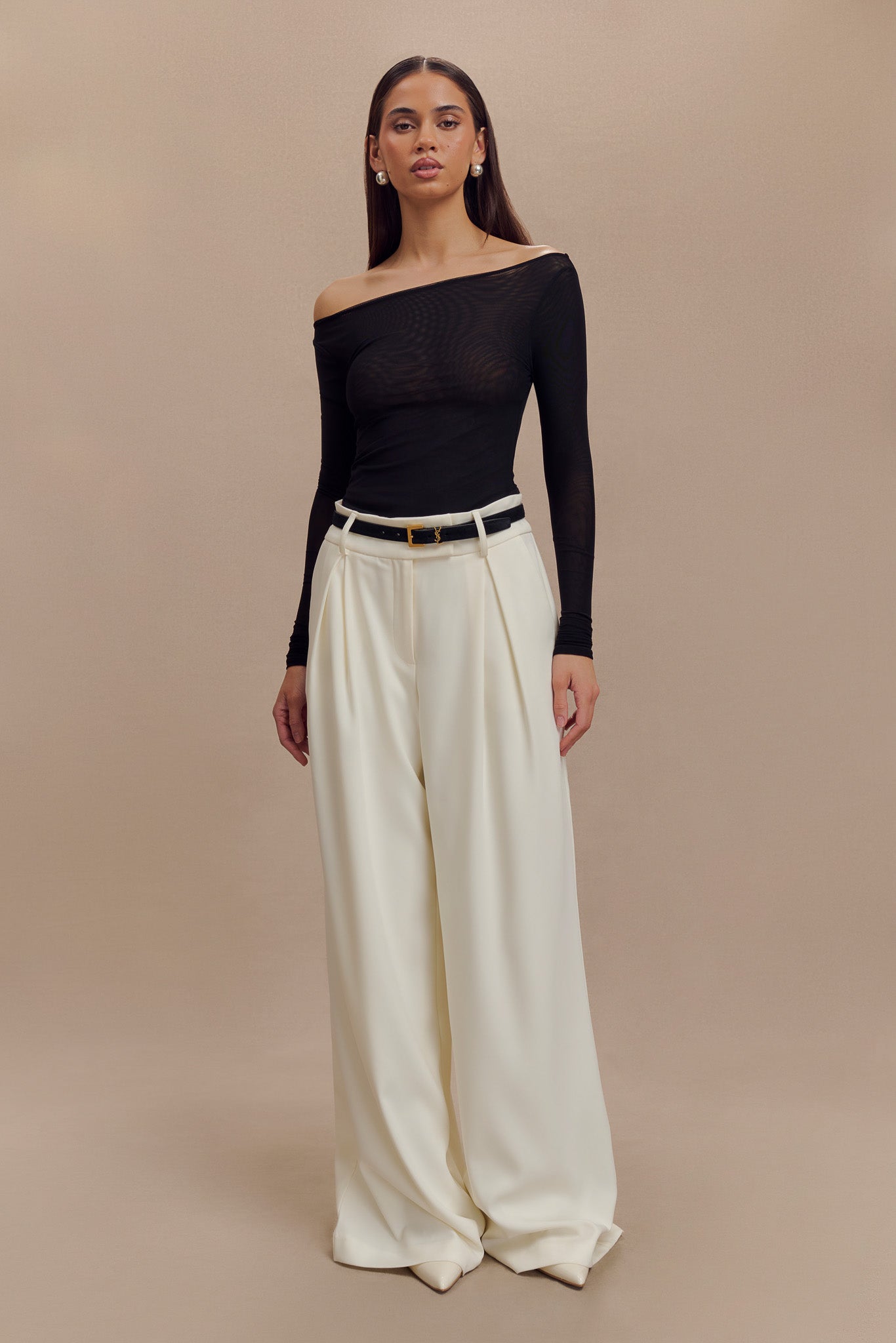 Colette Boat Neck Mesh Top - Black、mySite、solidvoid