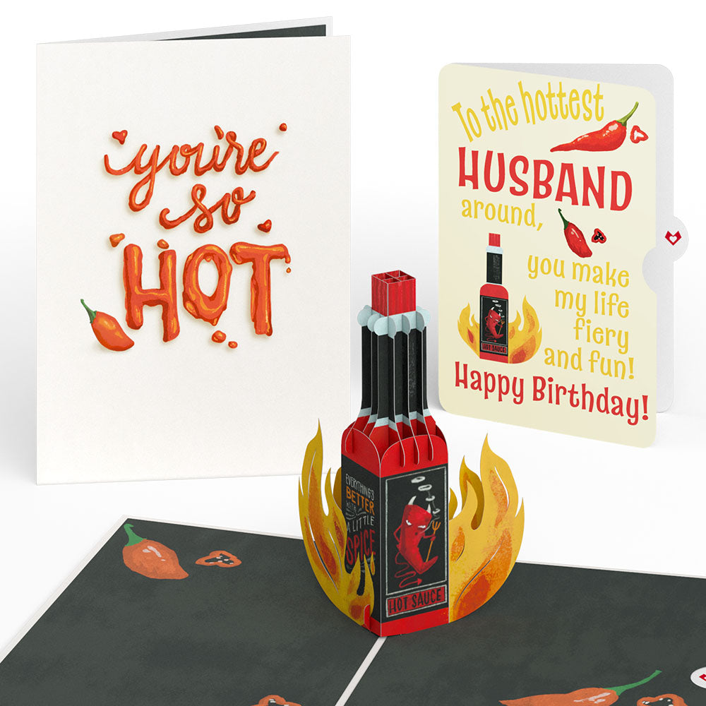 You’re So Hot - Hot Sauce Birthday Pop-Up Card and Sentiment Set for Husband、mySite、solidvoid