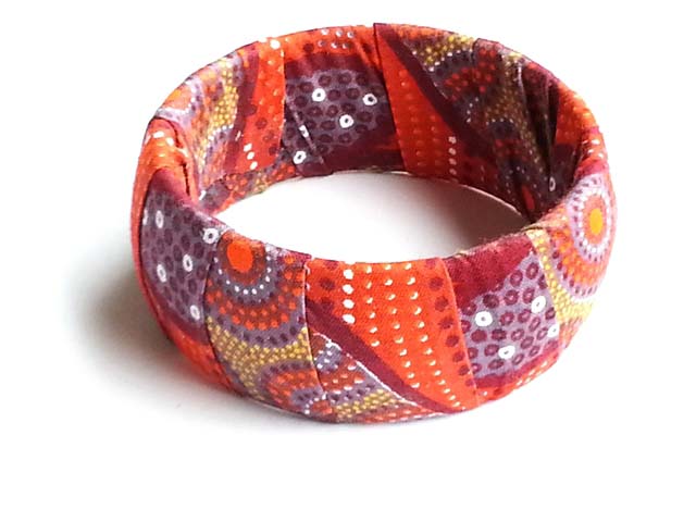 Orange, Grey, Burgundy, Gold, White African Print Bangle-DPJ249、mySite、solidvoid